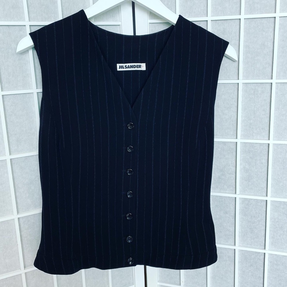 Jil Sander black stripy vest